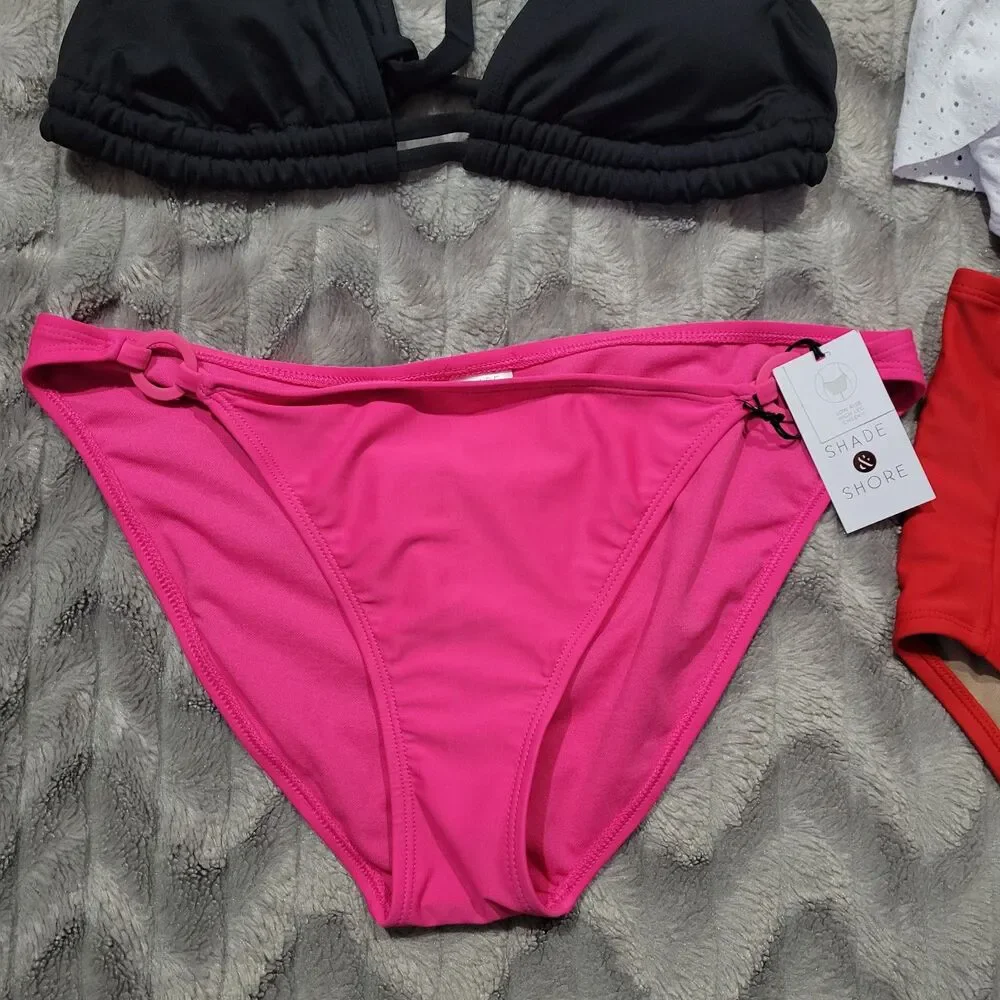 Womens Size M Mix & Match Bikini Top Bottoms Red Black White Lot Of 4 NWT